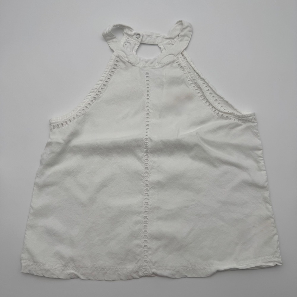 Cloth & Stone White Tencel Lyocell Tank Top Eyelet Trim Sleeveless Blouse XS